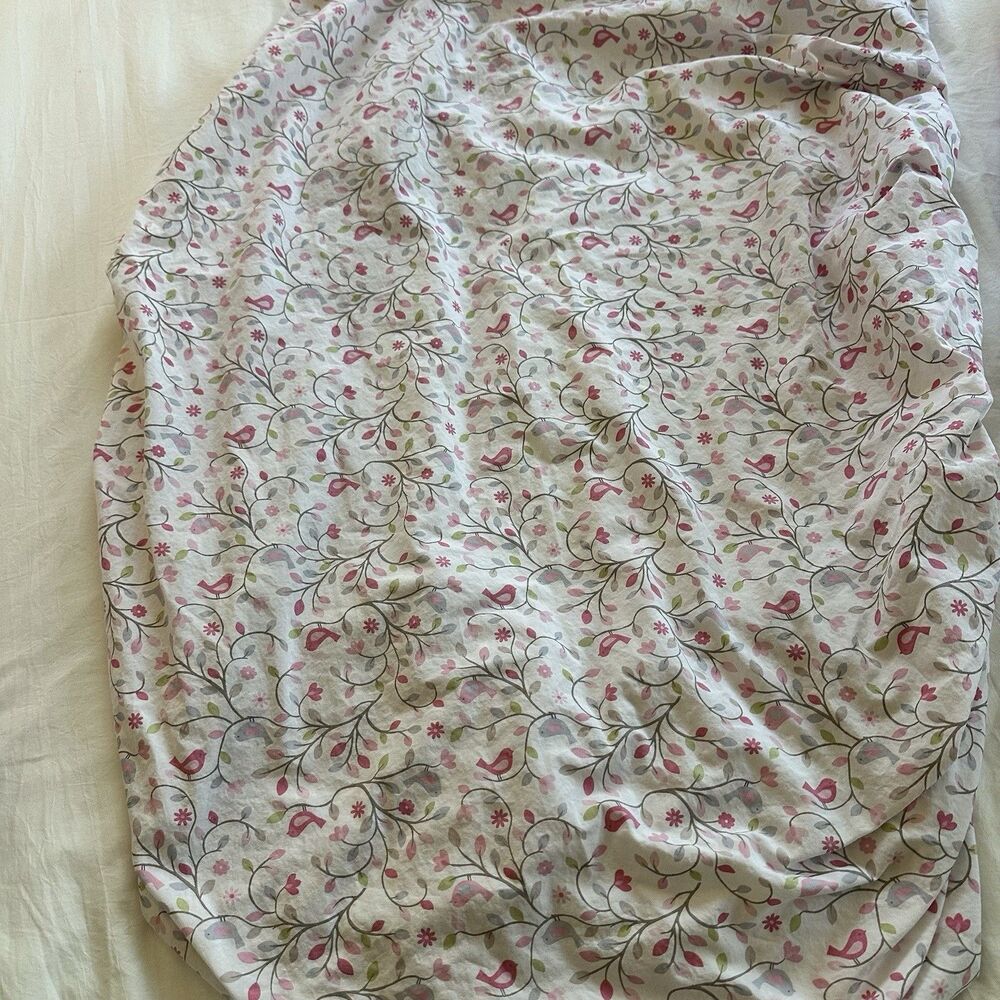 3 Piece Baby Girl Crib Bedding Set Birds Pink Lavender Floral & Carrier Cover - Picture 6 of 14